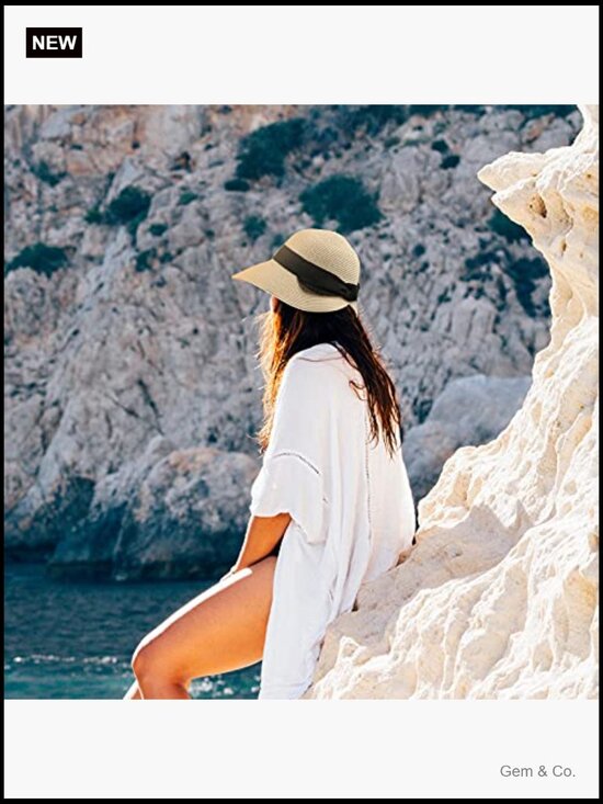 Straw Sun Hat Wide Brim Foldable Panama Roll Up Fedora UPF50+ main image 6